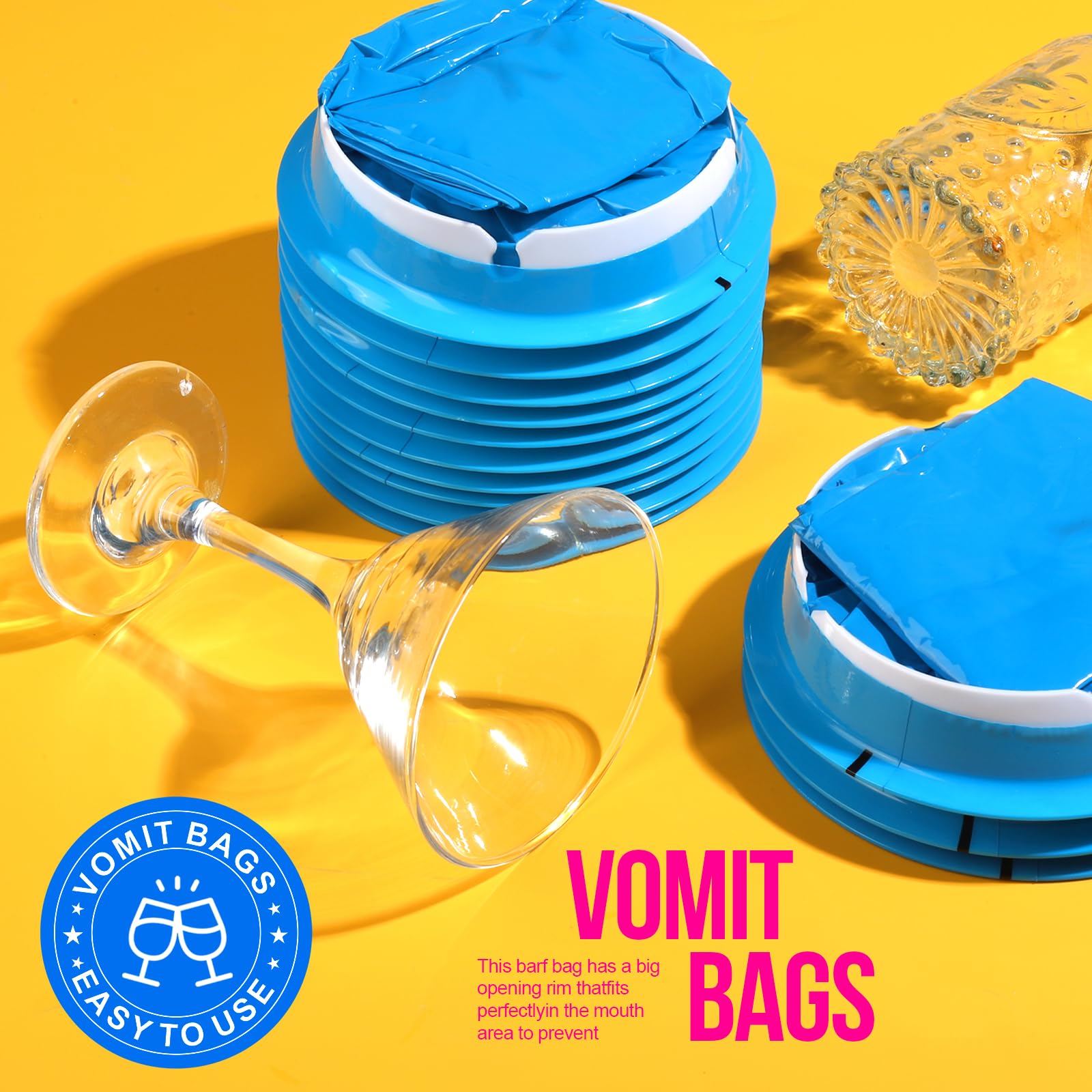 YGDZ YGDZ Vomit Bags Disposable, 15 Pack 1000ml Emesis Bag Disposable– Leak Resistant, Medical Grade, Portable, Puke Throw Up Nausea Barf Bags for Travel, Motion Sickness, for Women, Kids