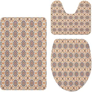 Juego de 3 alfombras de baño orientales florales con elementos y