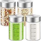 CWHHRN 8 Oz Glass Juice Bottles, 4 Pack Glass Bottles with Lids, BPA Free, Borosilicate Glass, Leak Proof Lids for Juicing, Smoothies, Infused Water, Beverage Storage, Shaker Bottles