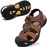 KOIMED Men's Hiking Leather Sandals Closed Toe