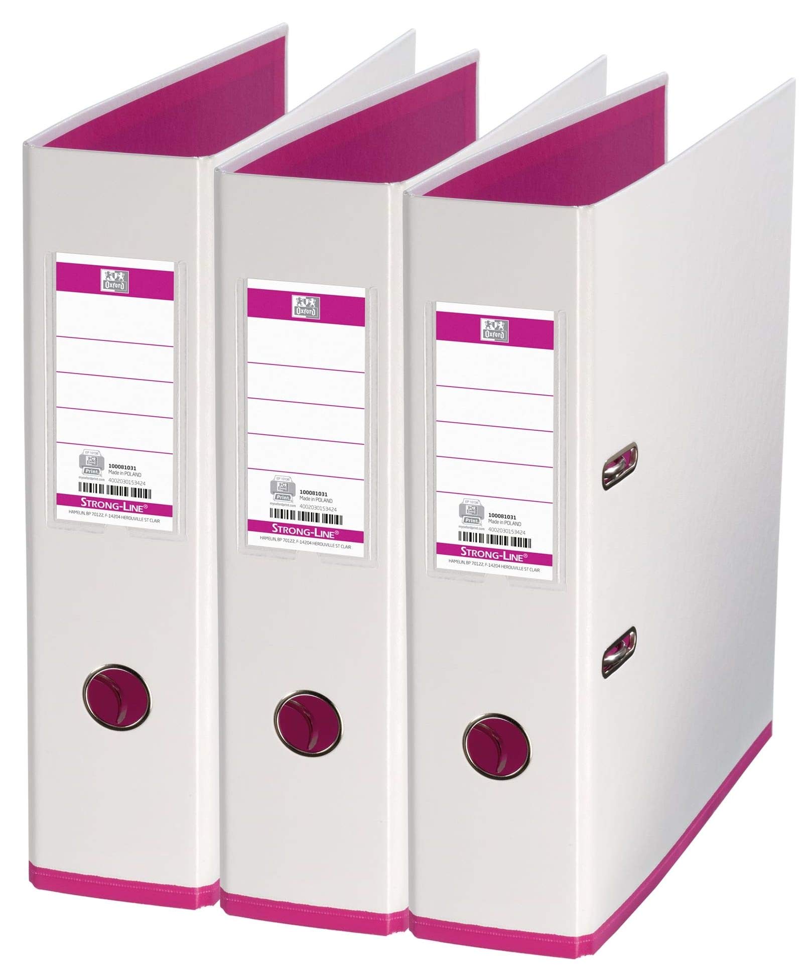 Oxford 3 x A4 MyColour 8cm Wide Two Tone White and Pink Folders