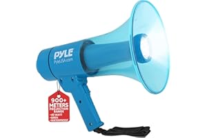 Pyle Portable PA Megaphone with Alarm Siren & Adjustable Volume - 40 Watt Handheld Lightweight Marine Grade Waterproof Bullho