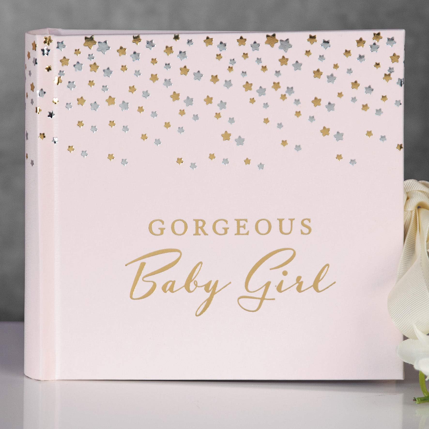 Widdop And Co Bambino Little Stars Photo Album 4 x 6 Baby Girl Light Pink New Baby Shower Gift, 200 g