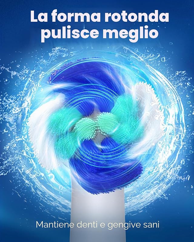 Spazzolino elettrico rotante per adulti con 8 testine (2 tipi) di potenza ricaricabile e 2 minuti di tempo intelligente, 4 modalità (Viola)