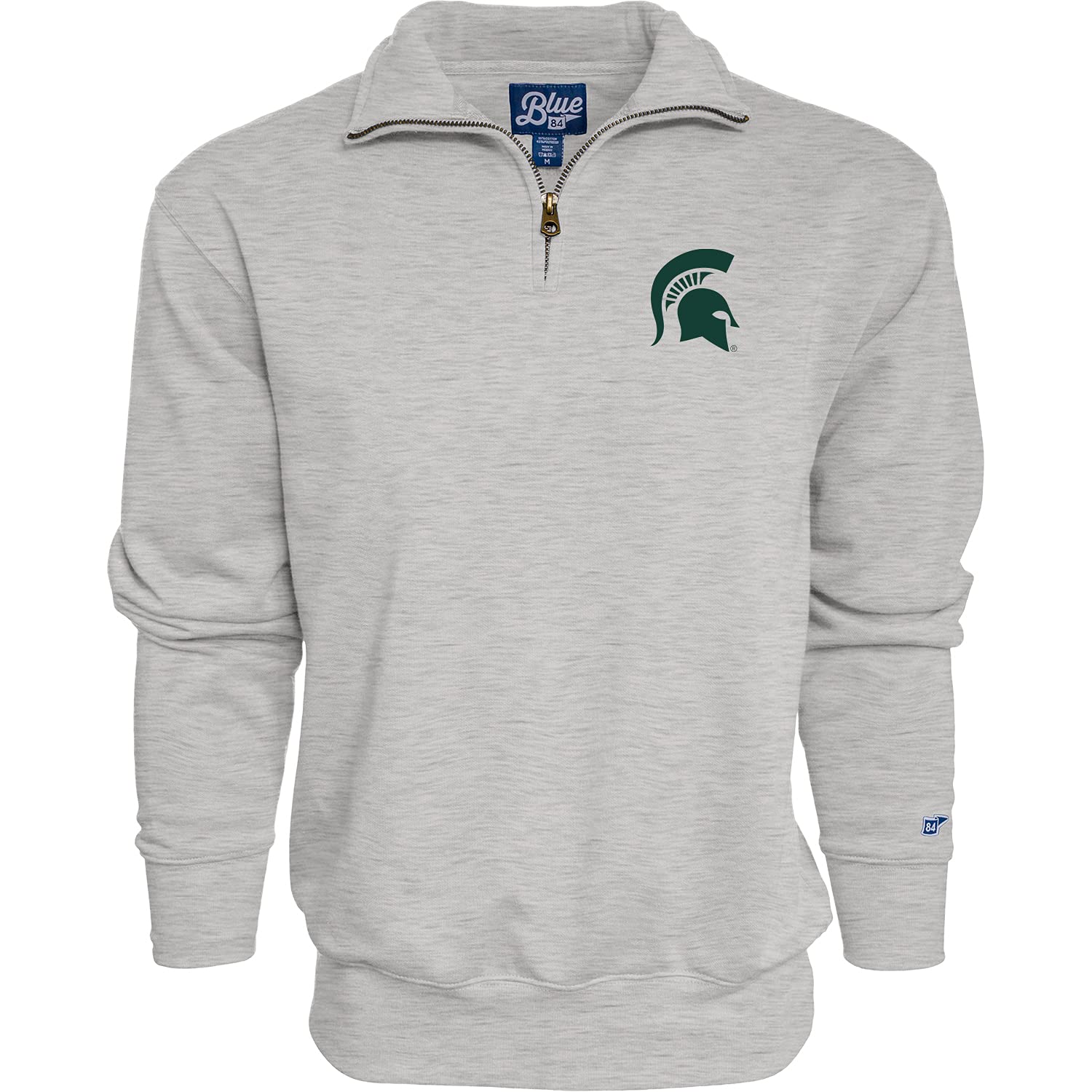 Blue 84 Men's Michigan State Spartans Quarter Zip Sweatshirt Icon Grey, Grey, Medium Image