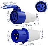 HXMJIED 16A 240V 3 Pin Industrial Site Trailing Plug Socket Weatherproof Blue view 2