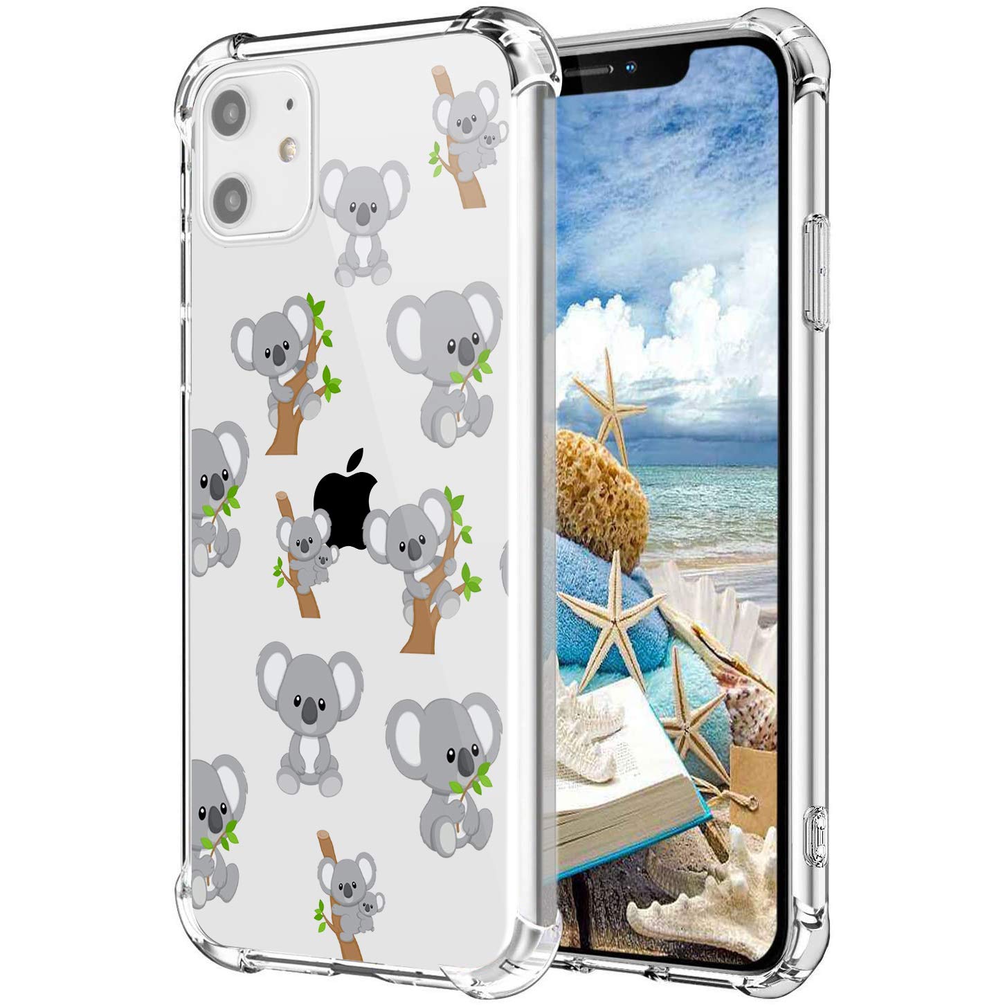 MAYCARI Cute Koala Case Clear for iPhone 11, Stylish Animal Design Transparent Shockproof Anti-Scratch Soft Flexible TPU Cover with Air Cushion for Men&Women