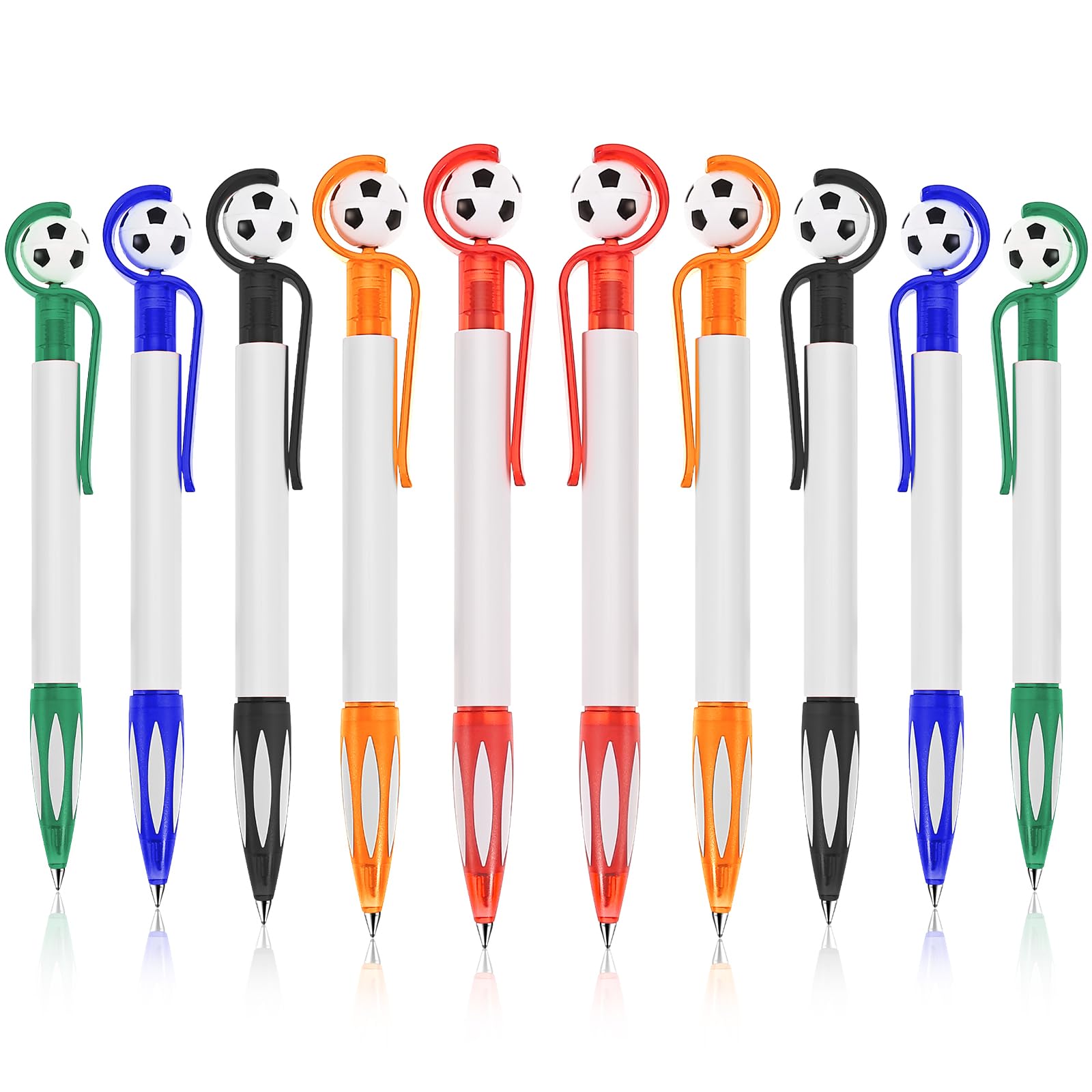 Cobee Soccer Ballpoint Pens, 10 Pcs Retractable Football Rollerball Pens 1.0mm Medium Point Writing Pens Soft Grip Multicolor Pens for Student School Party Favor