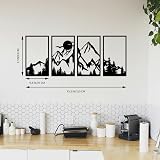 ESTART 4 Pcs Mountain Range Metal Wall Art Decor 25 x 43 cm Rustic Black view 4