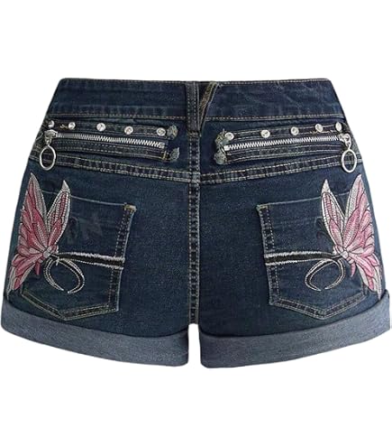 Amazon.com: Milumia Women's Y2k Rhinestone Denim Shorts Punk