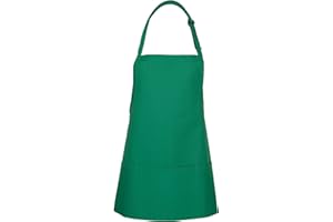 FAME 3 Pocket Bib Apron F10 for Adults - 24" L X 28" W - 65/35 Poly/Cotton Twill - Fits XS-XL - Unisex
