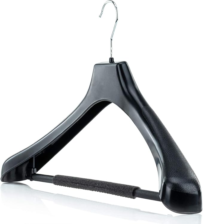 HANGERWORLD 5 Extra Large 50cm Black Plastic Coat Clothes Garment