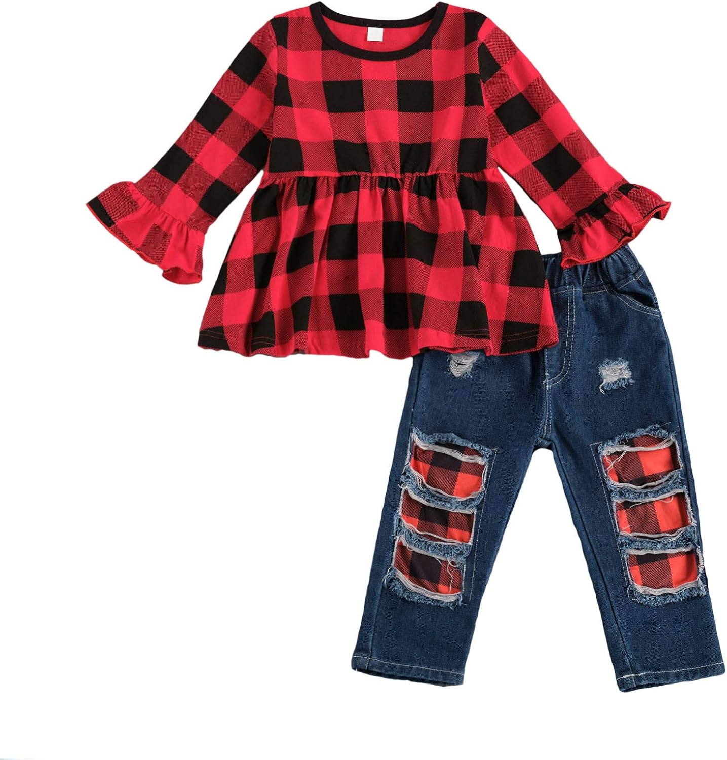 2Piece Toddler Little Girls Clothes Bell Long Sleeve Tutu