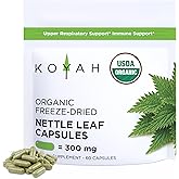 KOYAH - Organic Stinging Nettle Leaf Capsules – Freeze-Dried – 300 mg (2,400 mg Fresh) Upper Respiratory Support & Immune Support - 60 Capsules