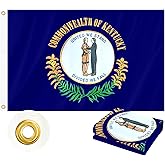 Kentucky Flag 3x5 FT Heavy Duty Outdoor, Embroidered State Seal and Motto | Double Sided 210D Fabric | Brass Grommets and 4 Stitch Hemming | State of Kentucky KY Flags for Outside House Garden