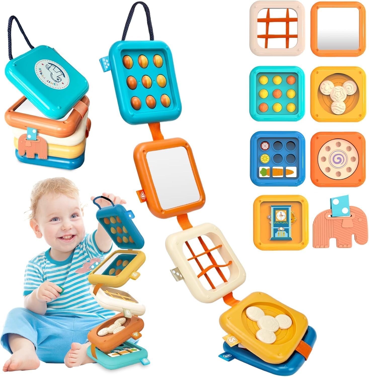 Montessori busy board for toddlers at it...