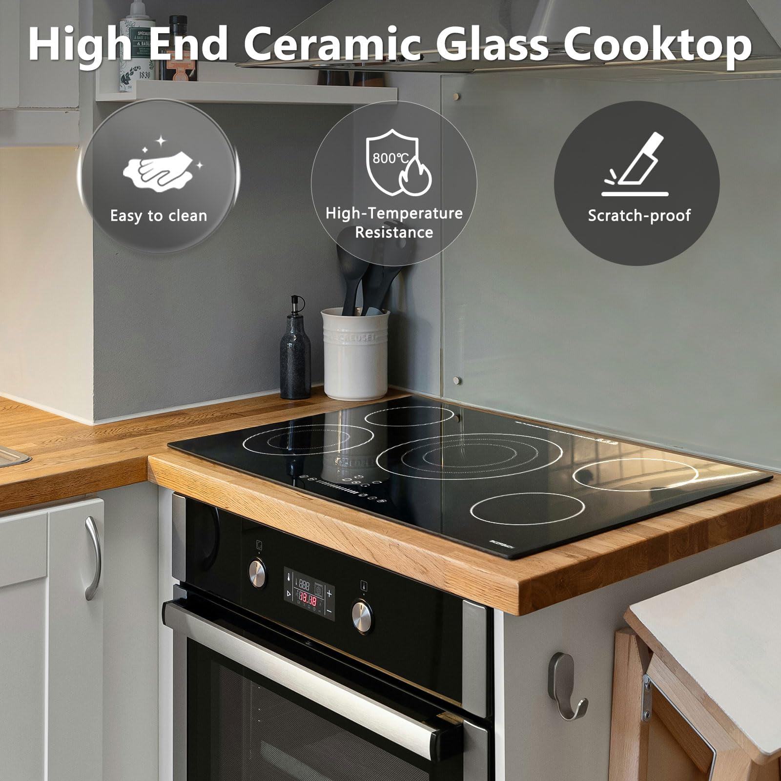 Electric Cooktop 36 Inch, ECOTOUCH Built-in Electric Cooktop 5 Burner Stove Top, 36