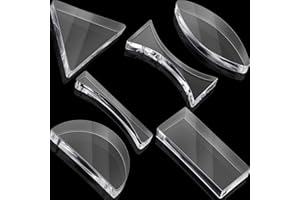 Treela 6 Pcs Light Spectrum Prism Optical Lens Triangular Semicircular Rectangular Prism Physics Demonstration Tools Equipment for Physics Teaching Students Lab Photography Science