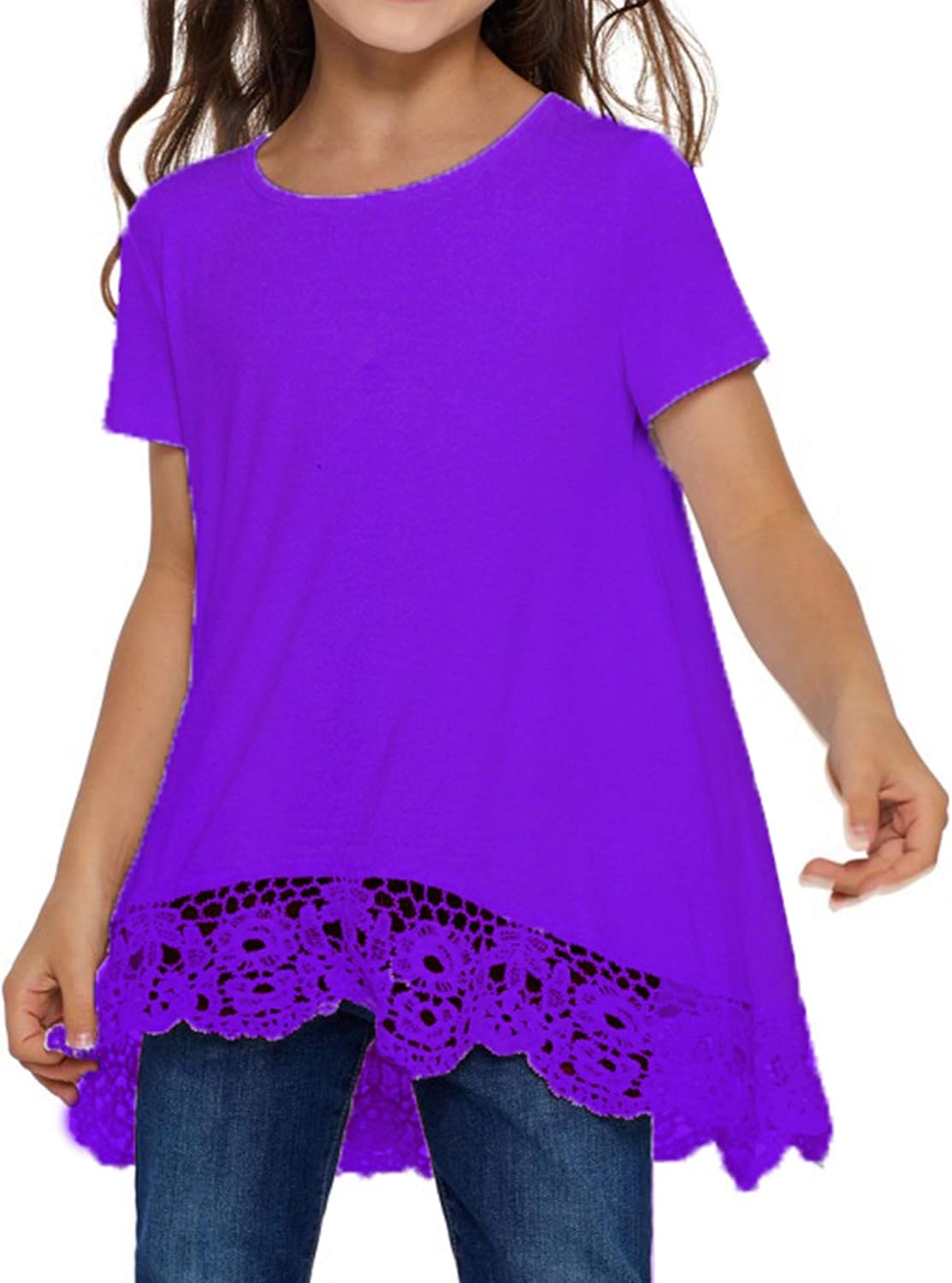 Jorssar Girls Tie Dye Clothes Kids Casual Tunic Tops Loose Blouses T-Shirt Size 5-12 Years: Clothing