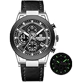 NAVIFORCE Men Sport Chronograph Watches,with Calendar Quartz Mens Waterproof Wrist Watches, Genuine Leather Strap,Gifts for Man