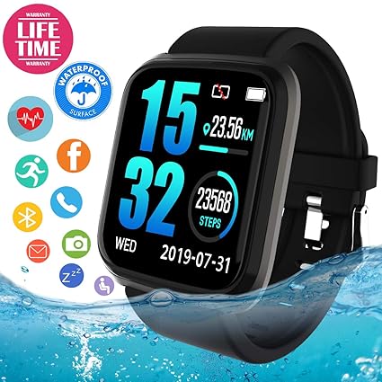 Fitness Tracker Smart Watch, Waterproof Fitness Watches with Heart Rate Monitor, Activity Tracker Watch Sport Smart Bracelet with Pedometer Sleep ...