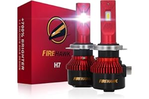 Firehawk H7 Bulbs 50000LM Pure White 6000K Plug & Play IP68 Waterproof Fog Light, Pack of 2
