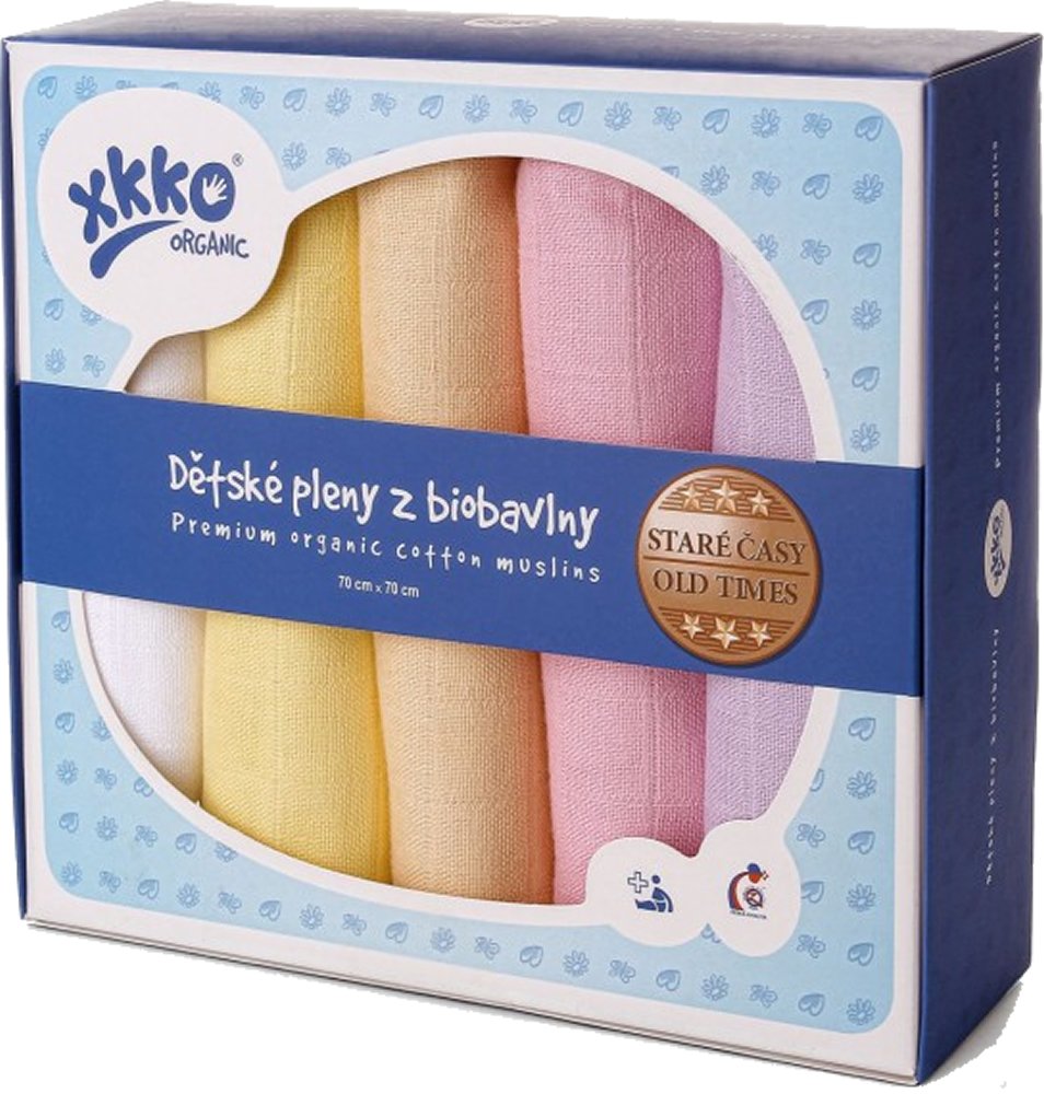 XKKO Muslins Muslin 70 x 70 cm Set of 5 Organic Cotton Pastels Girl