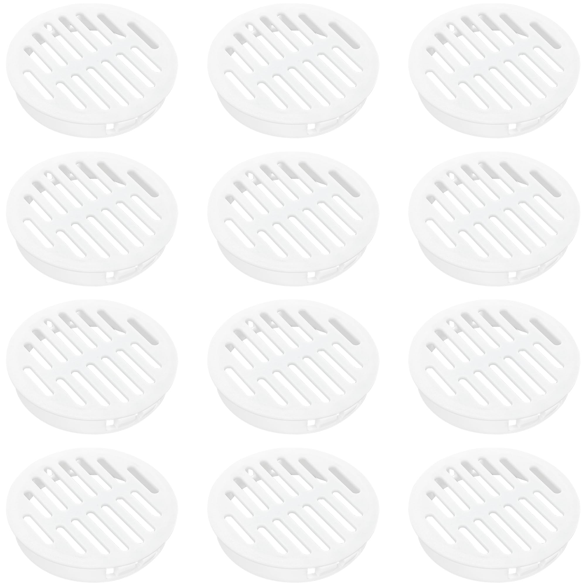 12 PCS Plastic Snap-On Mesh Air Vent Covers for Bathroom, Cabinet and Wardrobe (White)