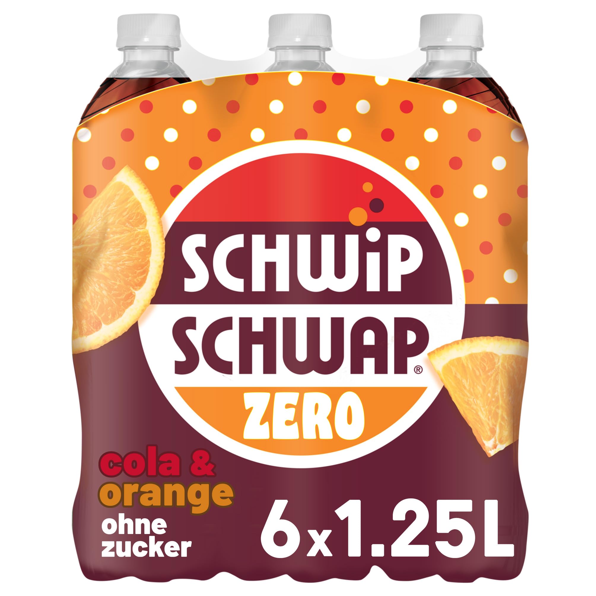 SCHWIPSCHWAP ohne Zucker – Koffeinhaltiges Cola-Erfrischungsgetränk mit Orange in Flaschen aus 100% recyceltem Material, EINWEG (6 x 1.25 l) 3