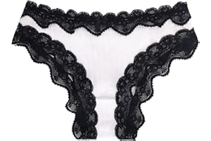 Women's Cotton Panties - Soft Breathable Organic Cotton, 3D Cut Lace Trim with Bow, 6 Colors, White & More