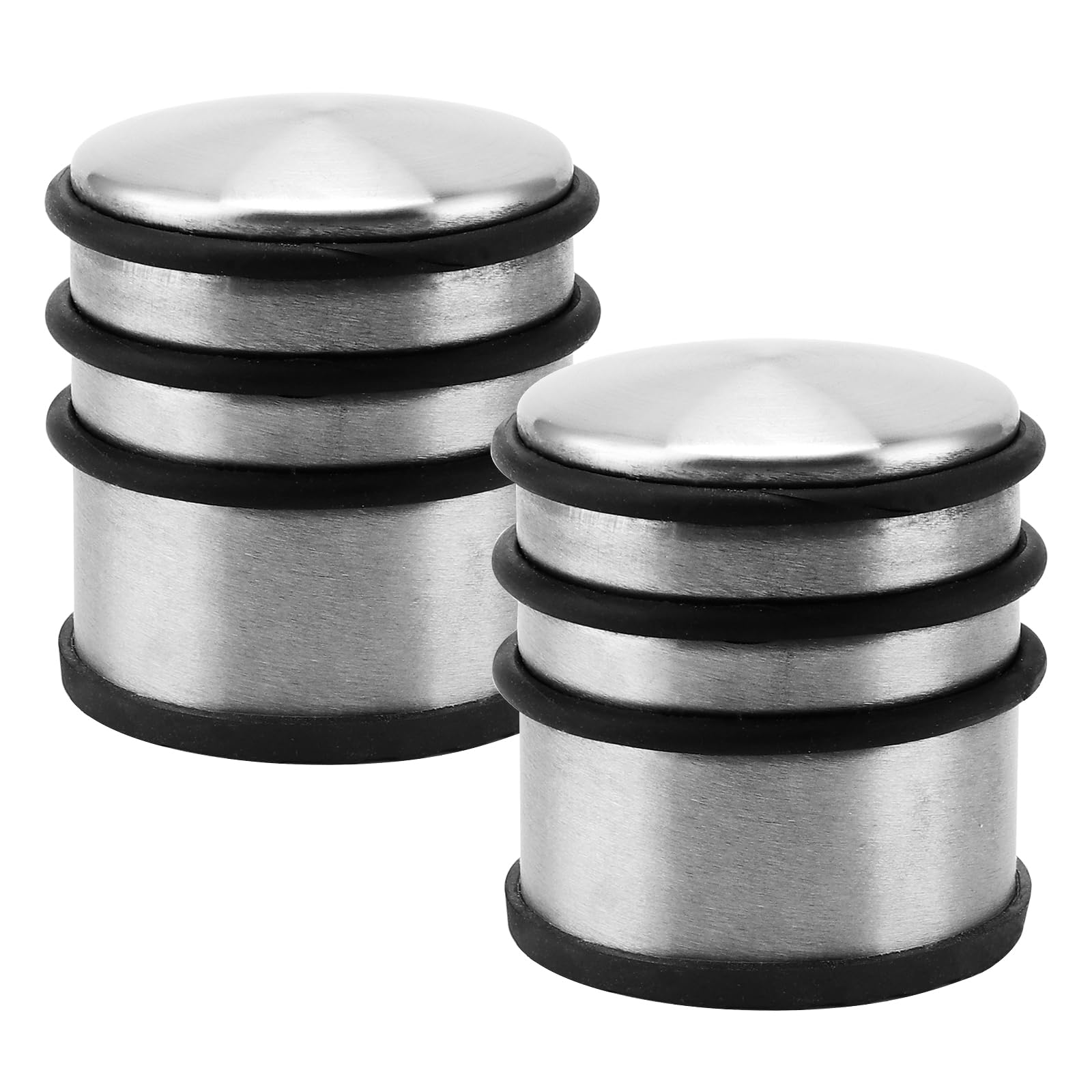 SEUNMUK 2 Pack Stainless Steel Door Stoppers, 1.08 KG Weight Metal Round Door Stoppers with Silicone Rings, Heavy Duty Door Stopper