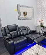 Orlando Electric Recliner Sofa Set 3+2 Leather USB LED Cupholders Grey view 2