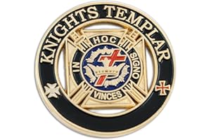 THE MASONIC EXCHANGE Knights Templar Round Masonic Lapel Pin - [Black & Gold][1 1/4'' Diameter]