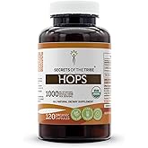 Secrets of the Tribe Hops USDA Organic Capsules | Certified Organic Vegetarian Capsules, Herbal Dietary Supplement | Humulus lupulus Dried Flower (120 Count)
