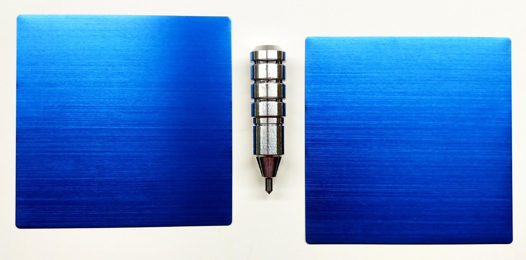 Bundle, 2 Items: The Etching Tool (fits all Silhouette + some Cricut + more electronic cutting machines [see bullets]) + Set of 2 Anodized Aluminum Blanks (3.5 inches square)