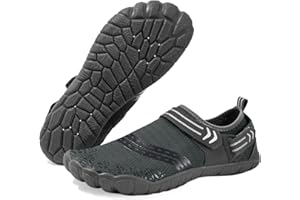 Josaywin Water Shoes for Men Quick Dry Wide Toe Aqua Shoes Adjustable Barefoot Sock for Swim Beach River Pool Surf