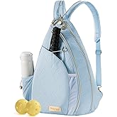 VELADAY Pickleball Bag for Women Chic Quilted Sling Bag, Fits 2 Paddles, Lightweight Weatherpoorf for Court & Daily Use, Blue