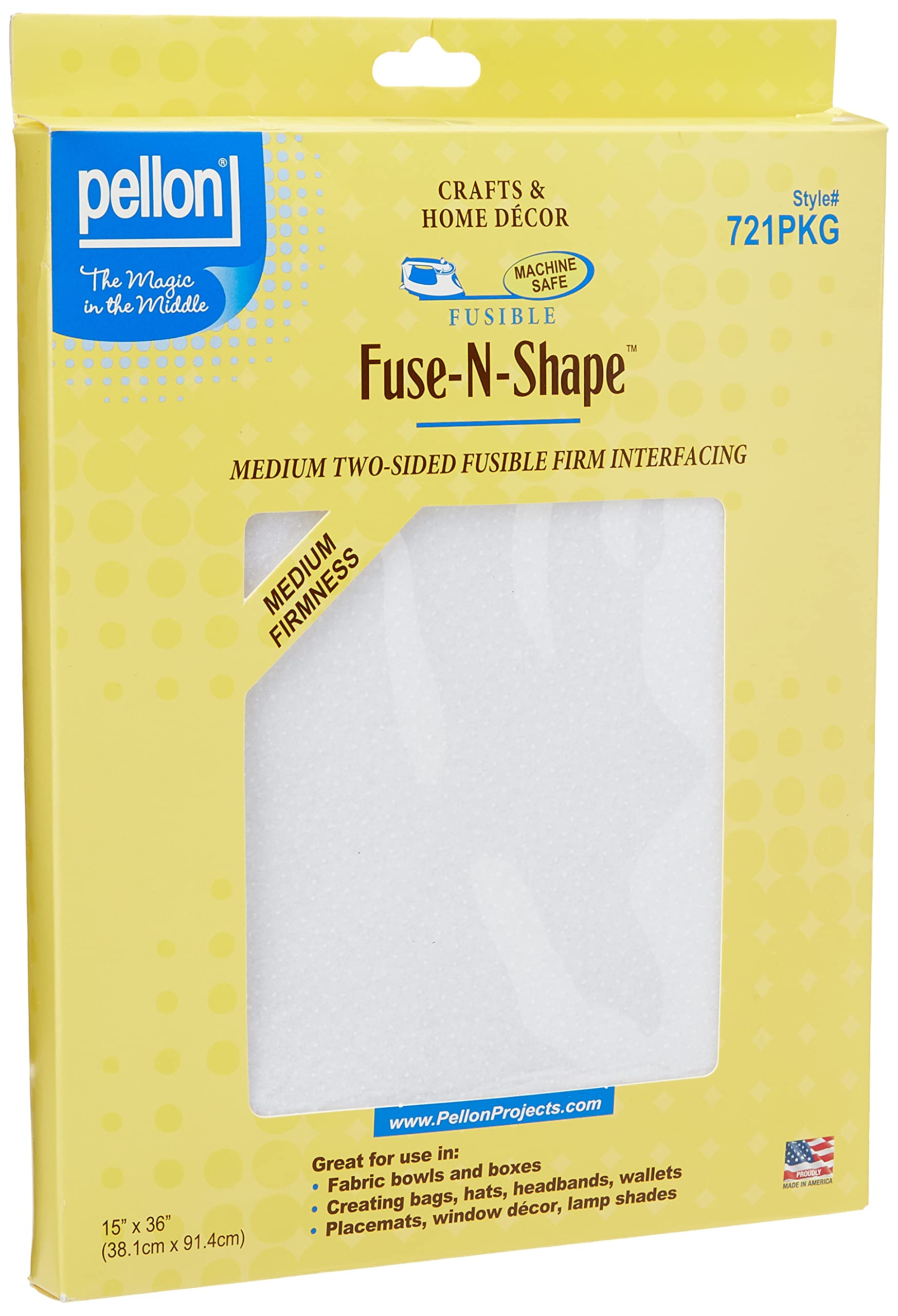 Pellon Polyester Fuse-N-Shape Medium weight Fusible Interfacing-White 15-Inch x 36-Inch