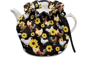 Wanzuoeng Rooster Chicken Sunflower Tea Cosy for Teapot Breakfast Warmer Insulation and Keep Warm Washable Tea Pot Protective Cover for Teapots Home Kitchen Table Decorative Accessories