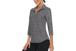 LURANEE Womens 3/4 Roll Sleeve 1/4 Zip Pullover Golf Shirts Athletic Hiking Running Workout Tops UPF 50+