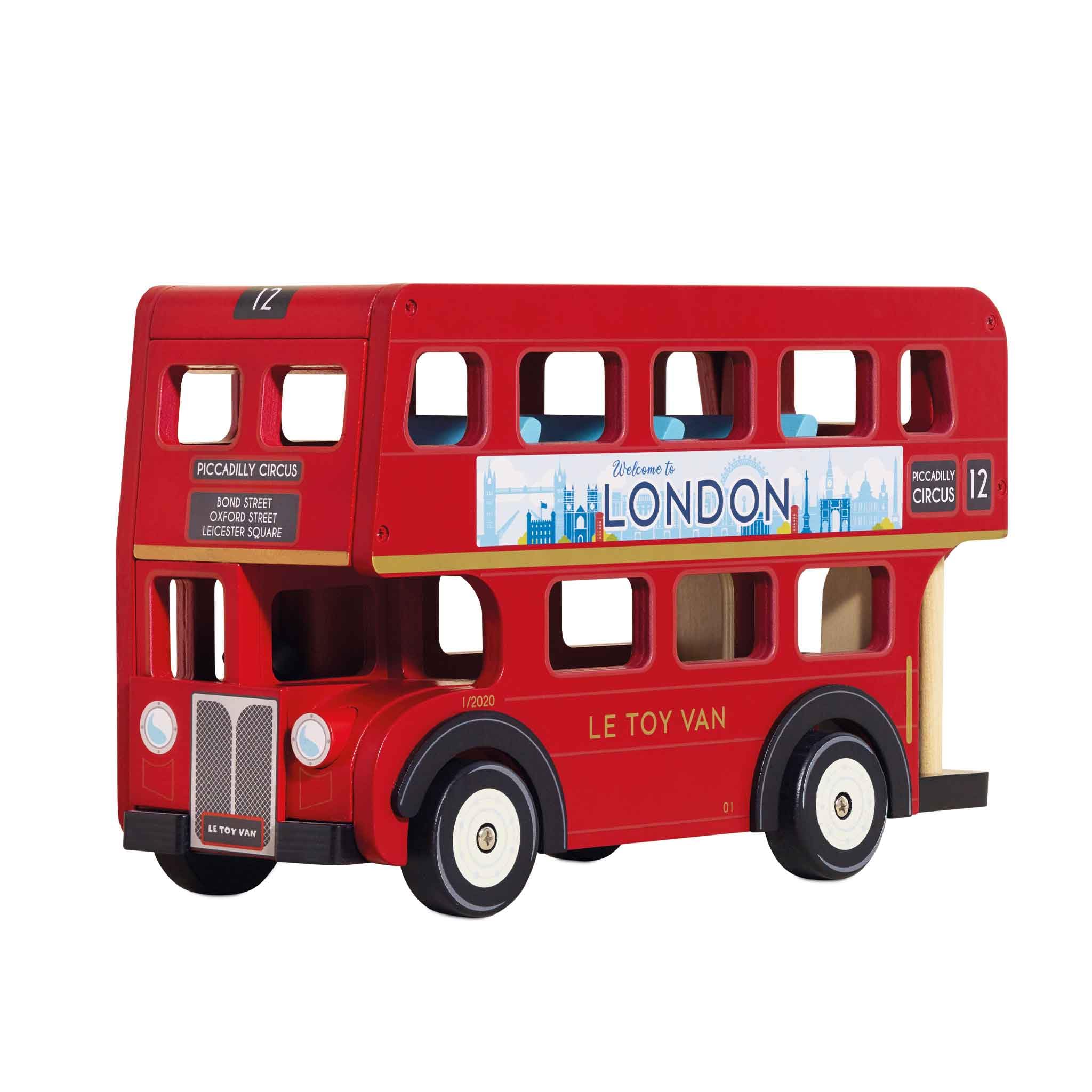 Le Toy Van TV469 Cars & Construction Double Decker Wooden Role Play Suitable for Girls and Boys Toys, London Bus