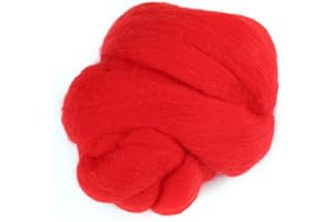 HZTYYIER Felt Roving Wool Roving Yarn Soft Wool Fibre Felting Wool Yarn Roving for HandDiy Craft, 55G/1.94Oz (Red)