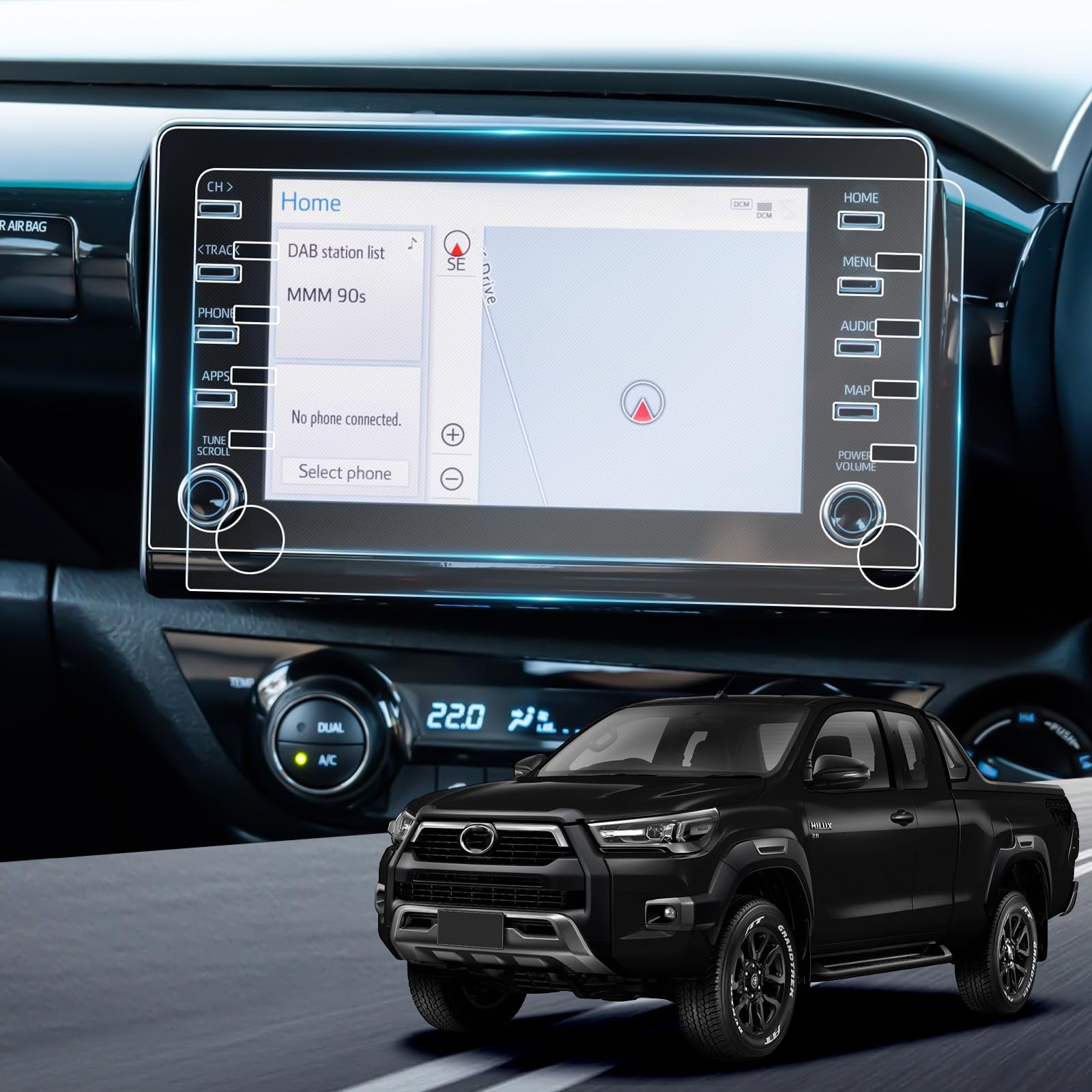 YEE PIN Hilux 8-Inch Compatible with Toyota Hilux 2021-2023 Nano-Film Navigation Hilux AN120/AN130 Protective Film GPS Screen Protector Navigation Film Protection Scratch-Resistant Transparent Pack of