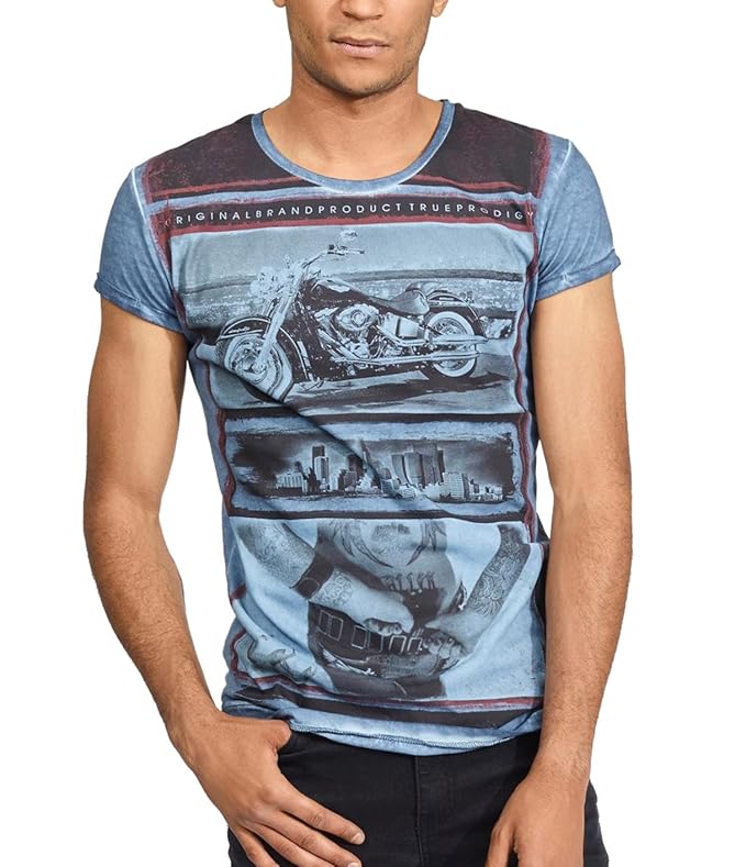 trueprodigy Casual Herren Marken TShirt Aufdruck Oberteil Cool Stylisch Rundhals Kurzarm Slim