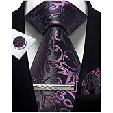 CWKOON Paisley Floral Mens Tie Formal Necktie Pocket Squares Ties Clips Cufflinks Classic for Men Set
