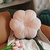 ARTMAGIC Flower Shaped Velvet Decorative Throw Pillow Cushion Ultra Soft Cute Floor Pillow for Couch Bed Sofa (Light Pink)