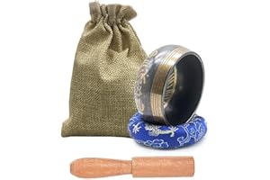 OXT Tibetan Singing Bowls Set, Meditation Bowl for Healing and Mindfulness, Meditation Sound Bowl Handcrafted in Nepal(Black)