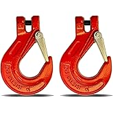 Hyecen 2 Pack G80 Clevis Slip Hook,3/8" Heavy Duty Chain Hooks,Forged Tow Trailer Safety Hook with 6900Lbs Work Load Limit Capacity for Hauler Hitches Wrecker Truck,Clevis Grab Winch Hooks for Lifting
