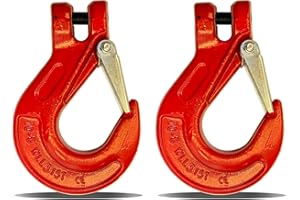 Hyecen 2 Pack G80 Clevis Slip Hook,3/8" Heavy Duty Chain Hooks,Forged Tow Trailer Safety Hook with 6900Lbs Work Load Limit Capacity for Hauler Hitches Wrecker Truck,Clevis Grab Winch Hooks for Lifting