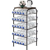 smusei Water Bottle Organizer 5 Tier Free Standing Water Bottle Holder Rack Large Capacity Bottled Water Storage Rack Metal Soda Can Beverage Drink Stand Shelf for Kitchen Pantry Office, Brown